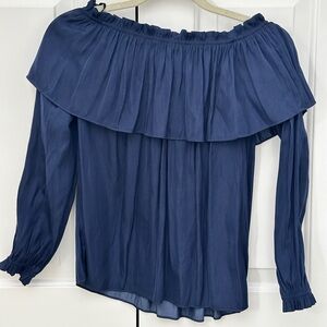 Lilly Pulitzer Off the Shoulder Long Sleeve Silk Top